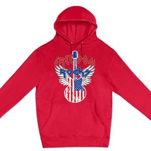 Freedom Rocks 4th Of July Patriotic Usa Flag Rock Guitar Premium Pullover Hoodie