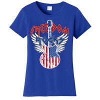 Freedom Rocks 4th Of July Patriotic Usa Flag Rock Guitar Great Gift Women's T-Shirt