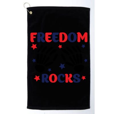 Freedom Rocks 4th Of Fathers Day Funny 4th Of July Great Gift Platinum Collection Golf Towel