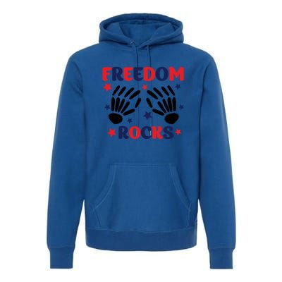 Freedom Rocks 4th Of Fathers Day Funny 4th Of July Great Gift Premium Hoodie