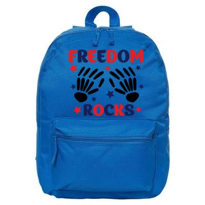 Freedom Rocks 4th Of Fathers Day Funny 4th Of July Great Gift 16 in Basic Backpack