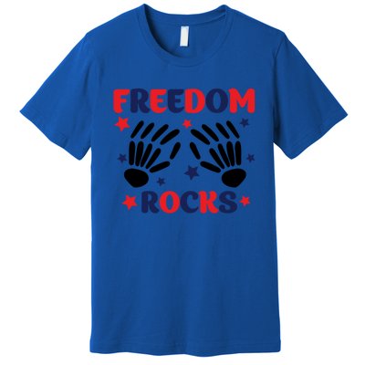 Freedom Rocks 4th Of Fathers Day Funny 4th Of July Great Gift Premium T-Shirt