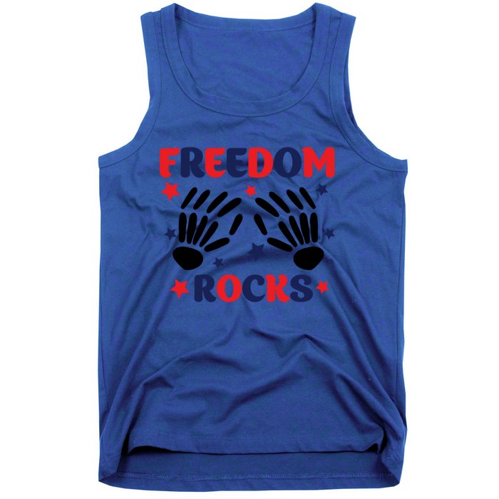 Freedom Rocks 4th Of Fathers Day Funny 4th Of July Great Gift Tank Top