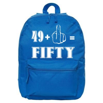 Funny Rude 50th Birthday Gift 49 Plus 1 Finger Equals 50 Funny Gift 16 in Basic Backpack