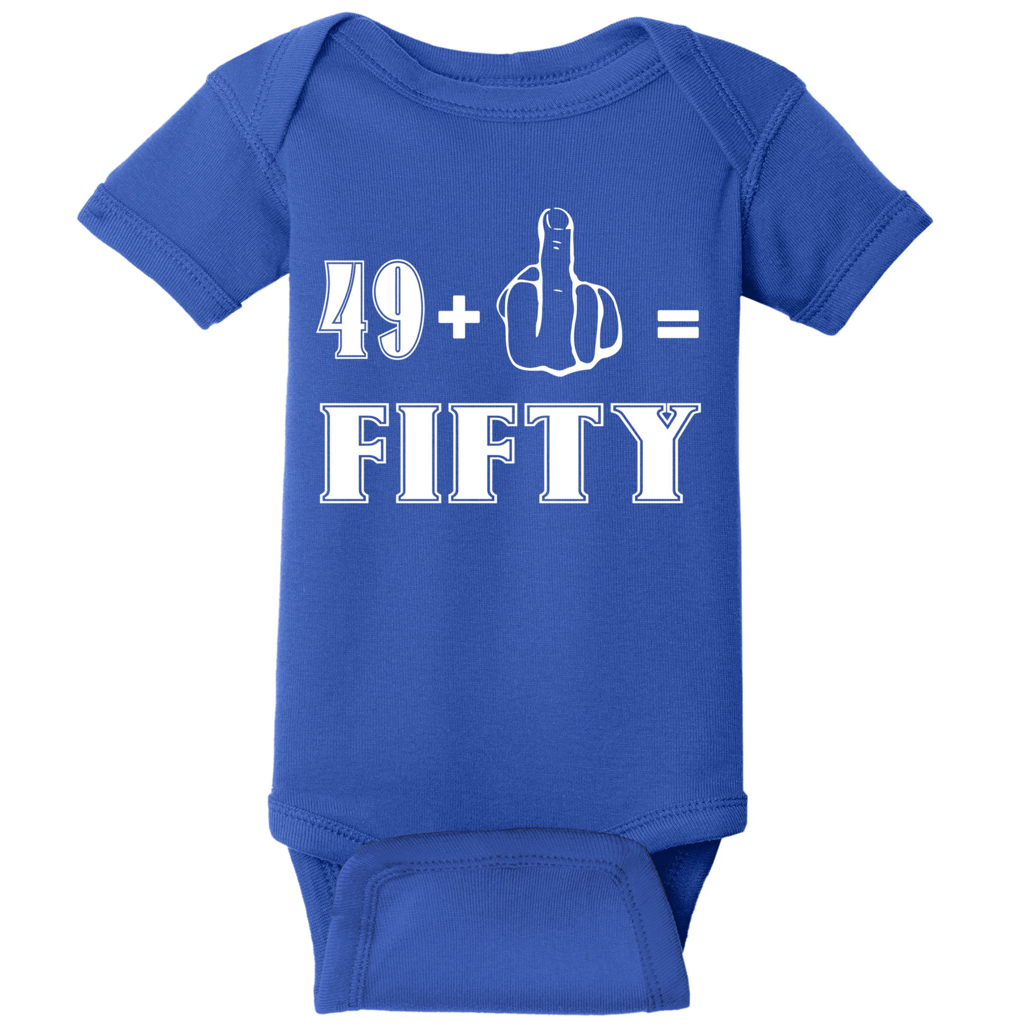 Funny Rude 50th Birthday Gift 49 Plus 1 Finger Equals 50 Funny Gift Baby Bodysuit