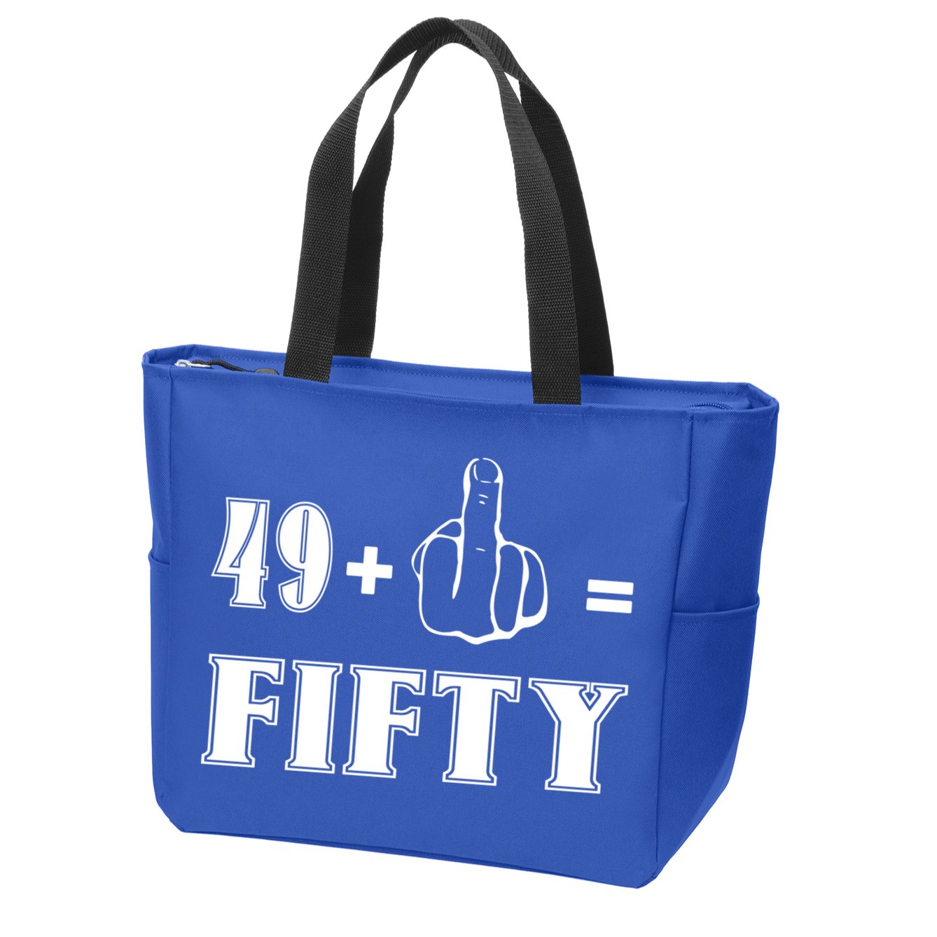 Funny Rude 50th Birthday Gift 49 Plus 1 Finger Equals 50 Funny Gift Zip Tote Bag