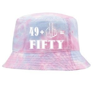 Funny Rude 50th Birthday Gift 49 Plus 1 Finger Equals 50 Funny Gift Tie-Dyed Bucket Hat