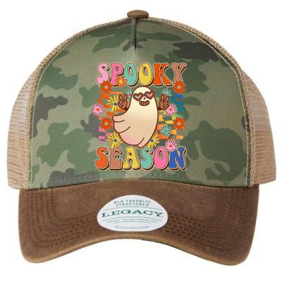 Funny Retro 60s Halloween Spooky Season Hippie Ghost Legacy Tie Dye Trucker Hat