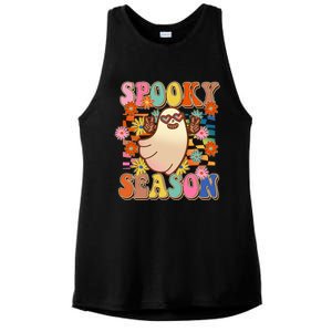 Funny Retro 60s Halloween Spooky Season Hippie Ghost Ladies PosiCharge Tri-Blend Wicking Tank