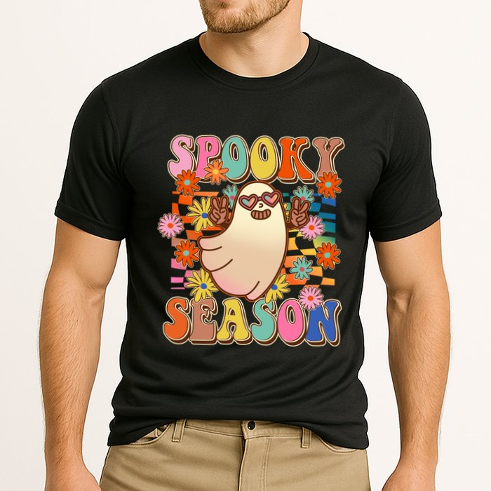 Funny Retro 60s Halloween Spooky Season Hippie Ghost Cooling Performance Crew T-Shirt