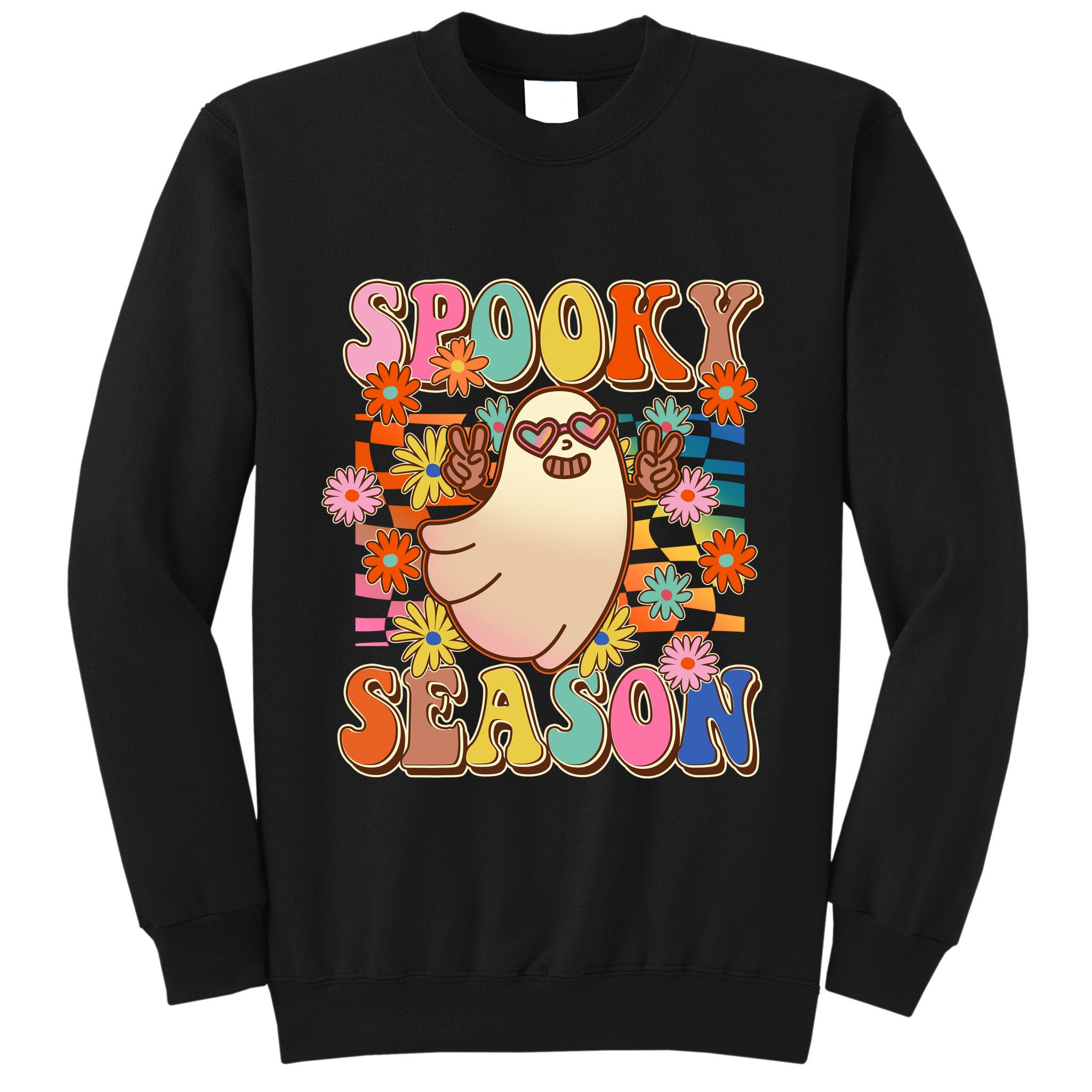 Funny Retro 60s Halloween Spooky Season Hippie Ghost Sweatshirt