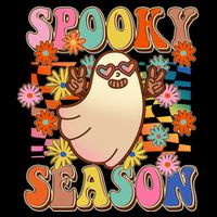 Funny Retro 60s Halloween Spooky Season Hippie Ghost Drawstring Bag