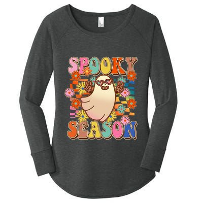 Funny Retro 60s Halloween Spooky Season Hippie Ghost Women's Perfect Tri Tunic Long Sleeve Shirt
