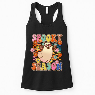 Funny Retro 60s Halloween Spooky Season Hippie Ghost Womens Tank Top