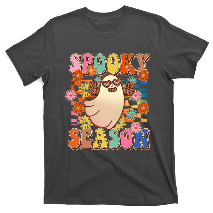 Funny Retro 60s Halloween Spooky Season Hippie Ghost T-Shirt