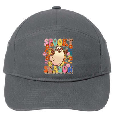 Funny Retro 60s Halloween Spooky Season Hippie Ghost 7-Panel Snapback Hat