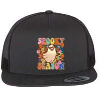 Funny Retro 60s Halloween Spooky Season Hippie Ghost Flatbill Hat