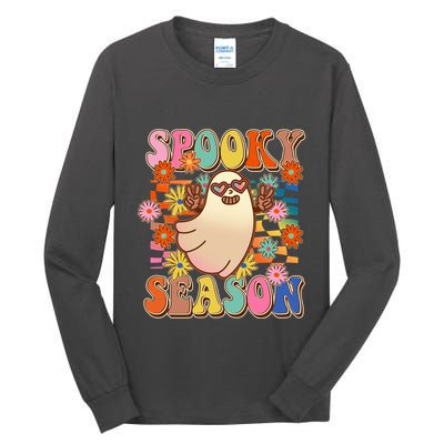 Funny Retro 60s Halloween Spooky Season Hippie Ghost Tall Long Sleeve T-Shirt