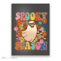 Funny Retro 60s Halloween Spooky Season Hippie Ghost Poster