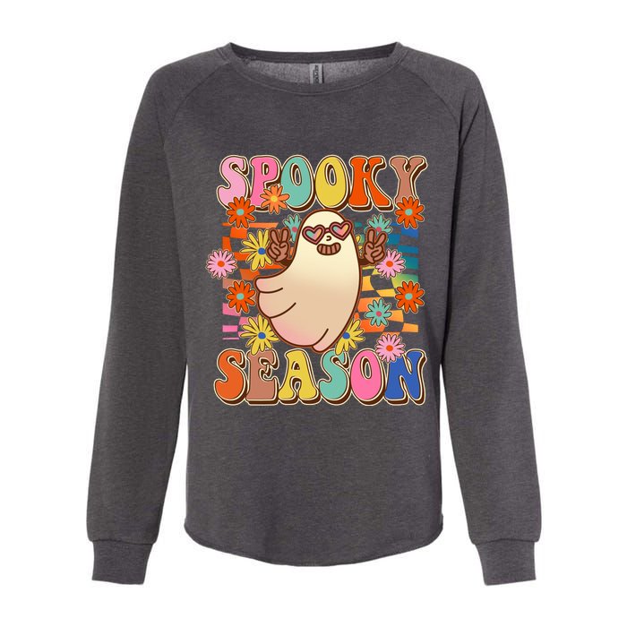 Funny Retro 60s Halloween Spooky Season Hippie Ghost Womens California Wash Sweatshirt