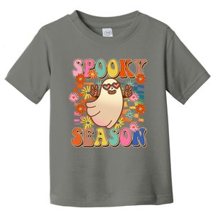 Funny Retro 60s Halloween Spooky Season Hippie Ghost Toddler T-Shirt