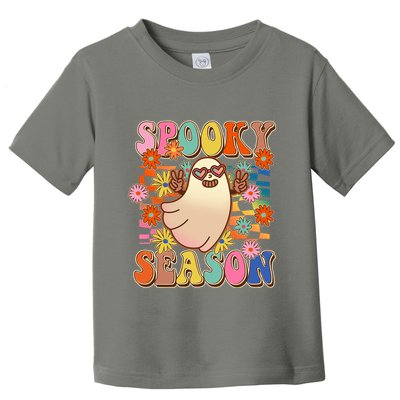 Funny Retro 60s Halloween Spooky Season Hippie Ghost Toddler T-Shirt