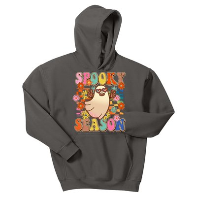 Funny Retro 60s Halloween Spooky Season Hippie Ghost Kids Hoodie