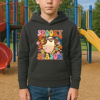 Funny Retro 60s Halloween Spooky Season Hippie Ghost Kids Hoodie