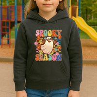 Funny Retro 60s Halloween Spooky Season Hippie Ghost Kids Hoodie