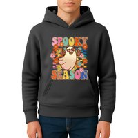 Funny Retro 60s Halloween Spooky Season Hippie Ghost Kids Hoodie