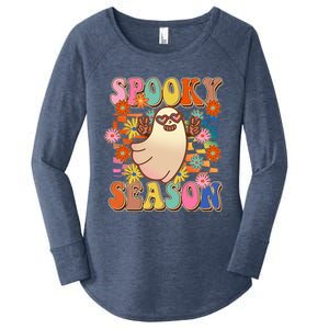 Funny Retro 60s Halloween Spooky Season Hippie Ghost Women's Perfect Tri Tunic Long Sleeve Shirt