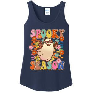 Funny Retro 60s Halloween Spooky Season Hippie Ghost Ladies Essential Tank