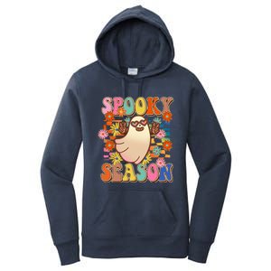 Funny Retro 60s Halloween Spooky Season Hippie Ghost Women's Pullover Hoodie