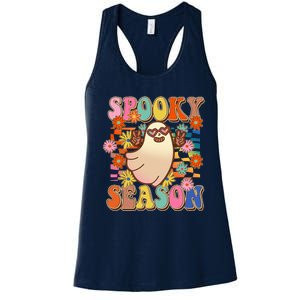 Funny Retro 60s Halloween Spooky Season Hippie Ghost Women's Racerback Tank