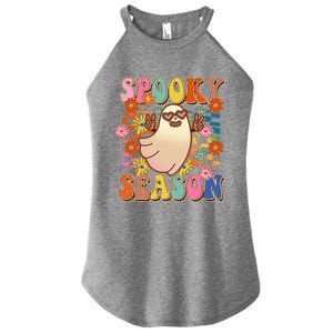 Funny Retro 60s Halloween Spooky Season Hippie Ghost Women's Perfect Tri Rocker Tank