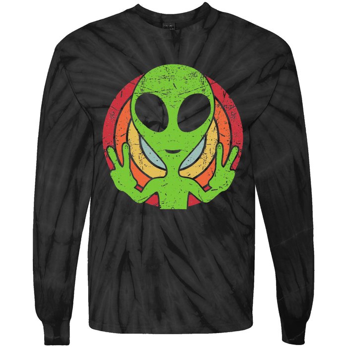 Funny Retro 80S Style Vintage Ufo Lover Alien Space Tie-Dye Long Sleeve Shirt