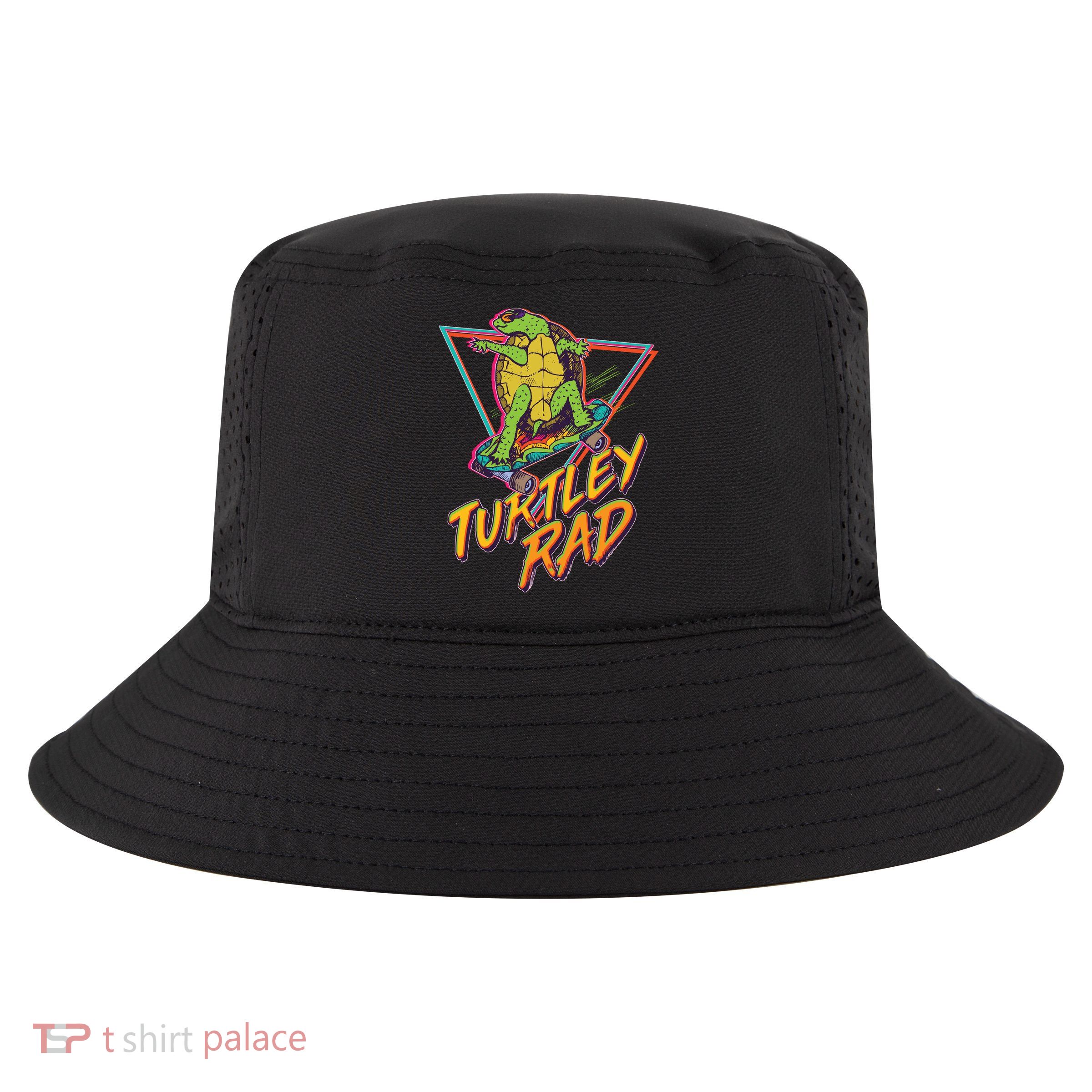 Funny Retro 80's Turtley Rad Skateboarding Turtle Cool Comfort Performance Bucket Hat