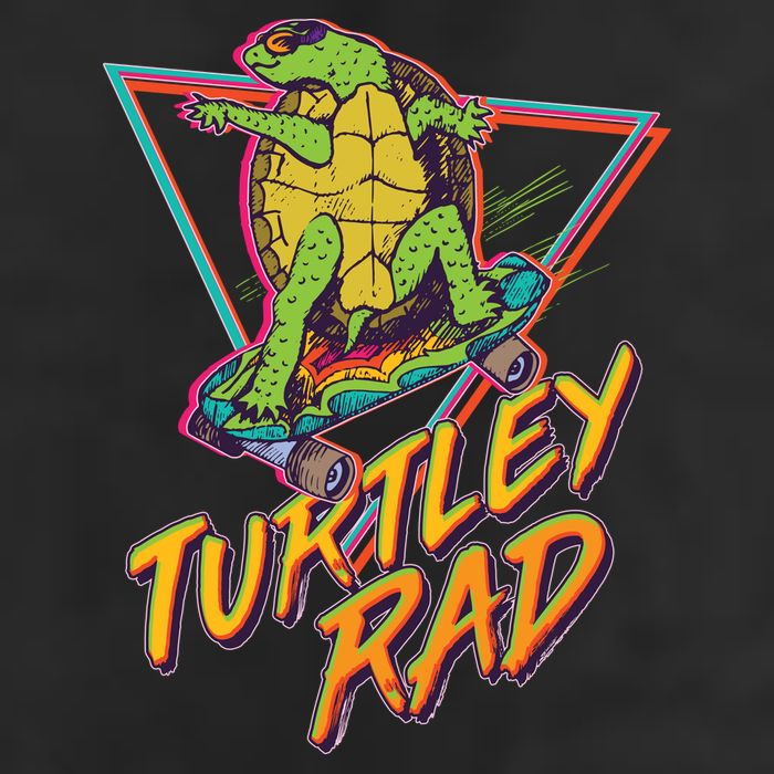 Funny Retro 80's Turtley Rad Skateboarding Turtle 7 Panel Mesh Trucker Snapback Hat