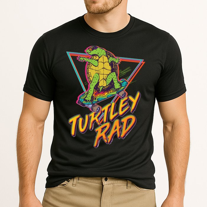 Funny Retro 80's Turtley Rad Skateboarding Turtle Performance Shirt