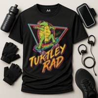 Funny Retro 80's Turtley Rad Skateboarding Turtle Performance Shirt