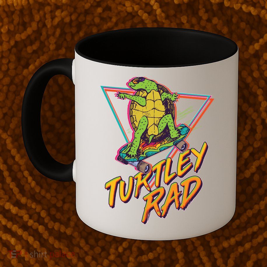Funny Retro 80's Turtley Rad Skateboarding Turtle Mug
