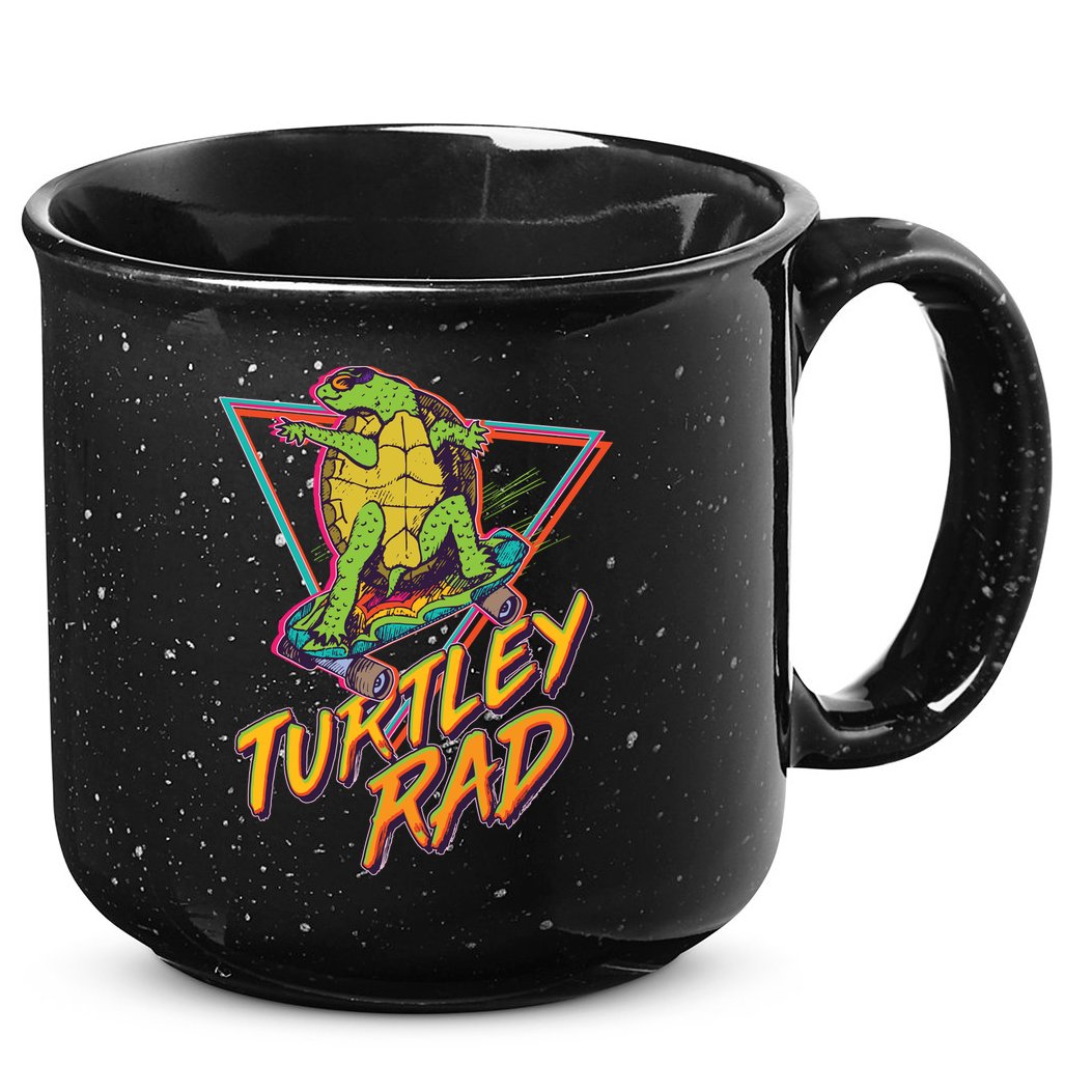 Funny Retro 80's Turtley Rad Skateboarding Turtle 15oz Campfire Ceramic Mug