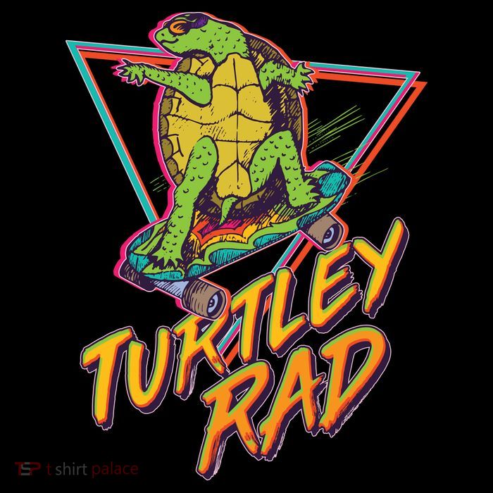Funny Retro 80's Turtley Rad Skateboarding Turtle Drawstring Bag