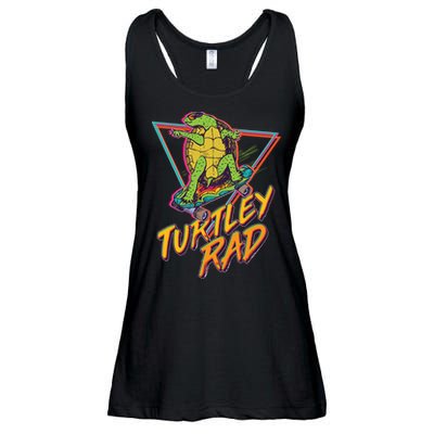 Funny Retro 80's Turtley Rad Skateboarding Turtle Ladies Essential Flowy Tank