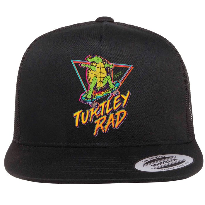 Funny Retro 80's Turtley Rad Skateboarding Turtle Flatbill Hat