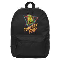Funny Retro 80's Turtley Rad Skateboarding Turtle 16 in Basic Backpack