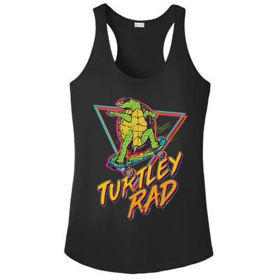 Funny Retro 80's Turtley Rad Skateboarding Turtle Ladies PosiCharge Competitor Racerback Tank
