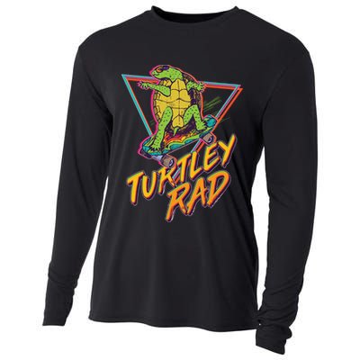 Funny Retro 80's Turtley Rad Skateboarding Turtle Cooling Performance Long Sleeve Crew