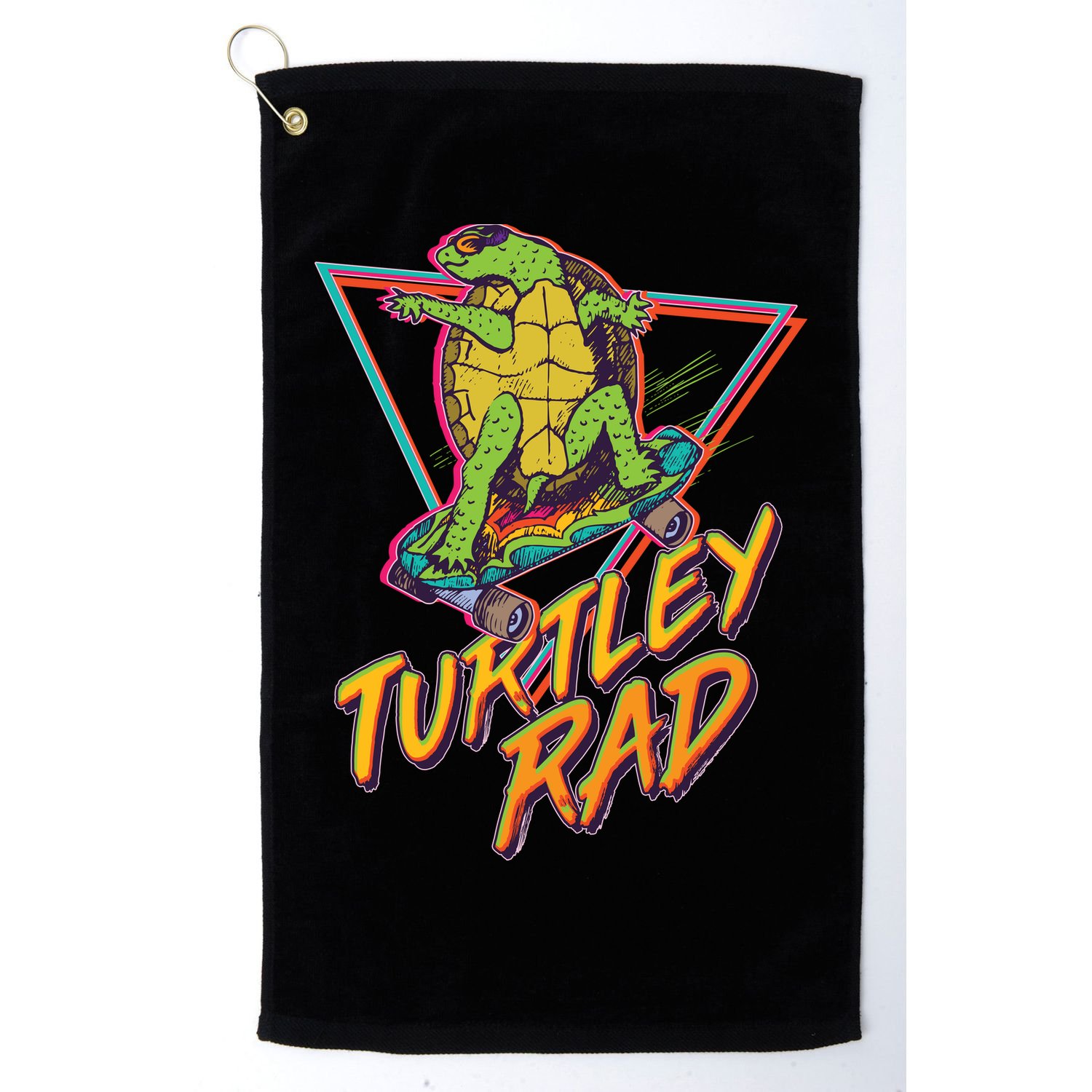 Funny Retro 80's Turtley Rad Skateboarding Turtle Golf Towel