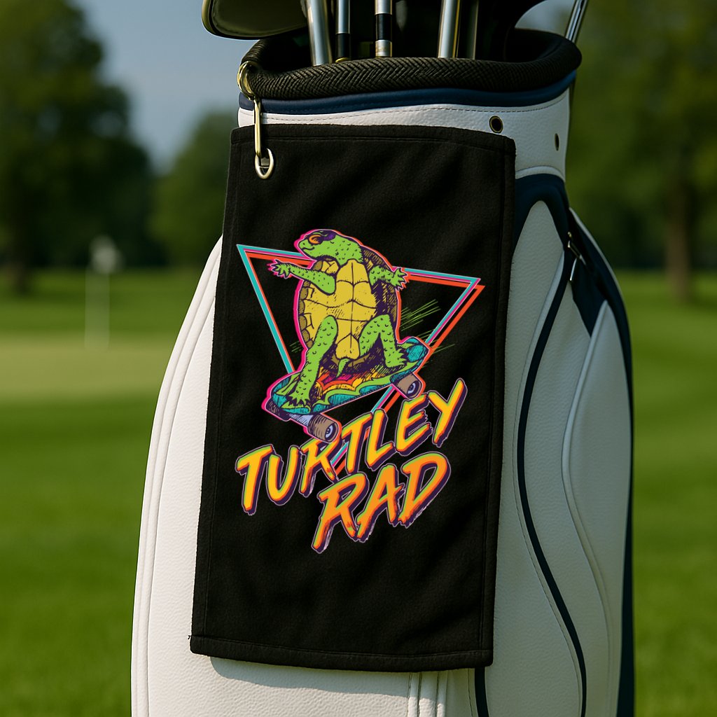 Funny Retro 80's Turtley Rad Skateboarding Turtle Golf Towel